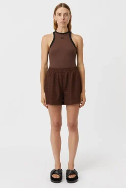 Camilla and Marc Nora Contrast Bind Tank - Mocha/Black