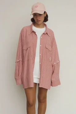 Commonplace Classico Overshirt - Pink/Red