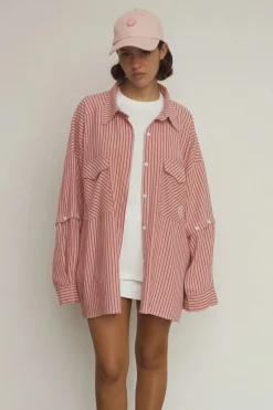 Commonplace Classico Overshirt - Pink/Red