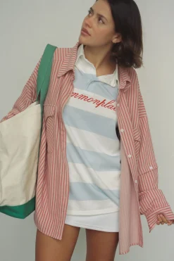 Commonplace Classico Overshirt - Pink/Red