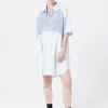 Company of Strangers Curve Shirt Jacket - Blue White Stripes