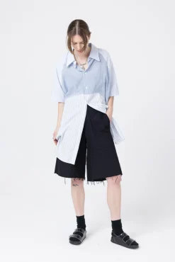 Company of Strangers Curve Shirt Jacket - Blue White Stripes