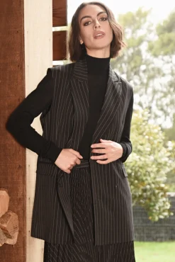 Cooper by Trelise Cooper Get Down To Business Waistcoat - Black Pinstripe