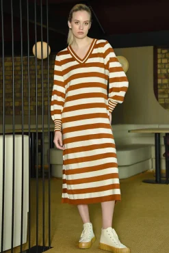 Cooper by Trelise Cooper V-Iva La Revolution Dress - Cinnamon Stripe