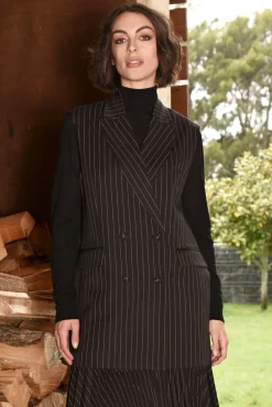 Cooper by Trelise Cooper Get Down To Business Waistcoat - Black Pinstripe