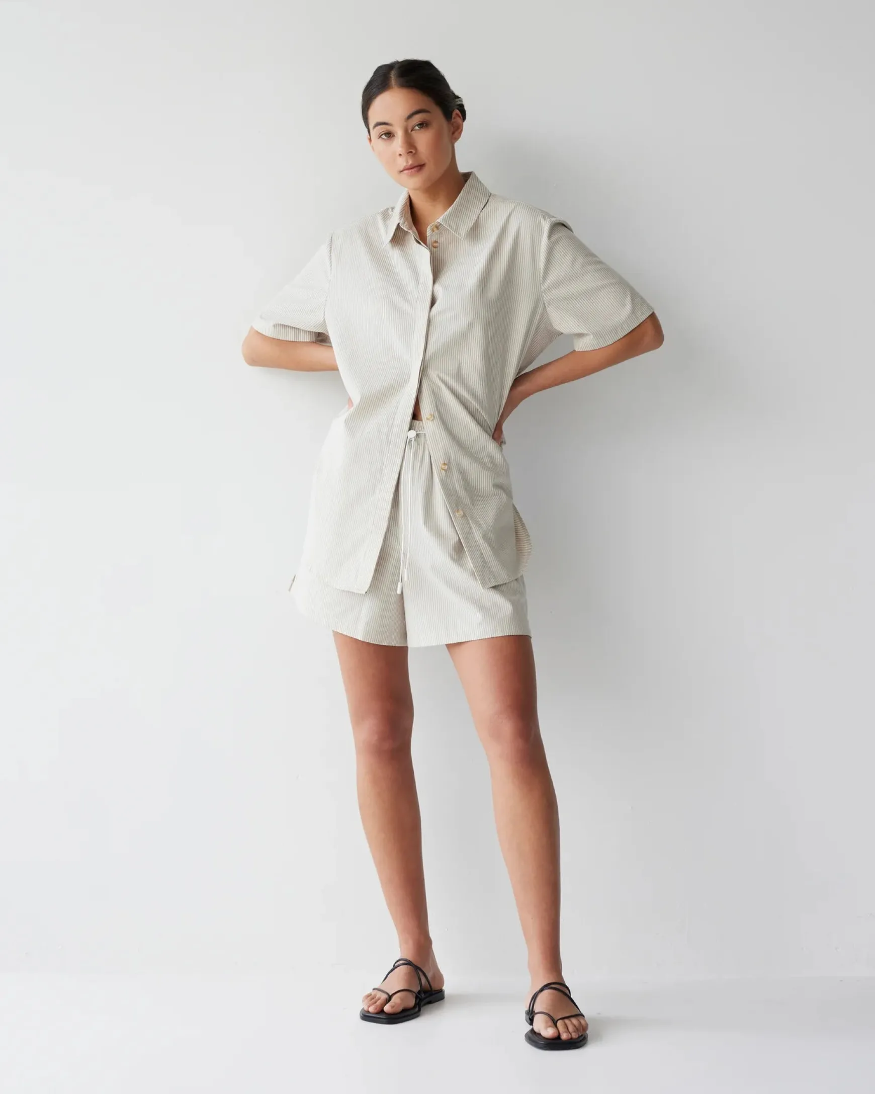 Dear Dylan Chai Stripe Toggle Short