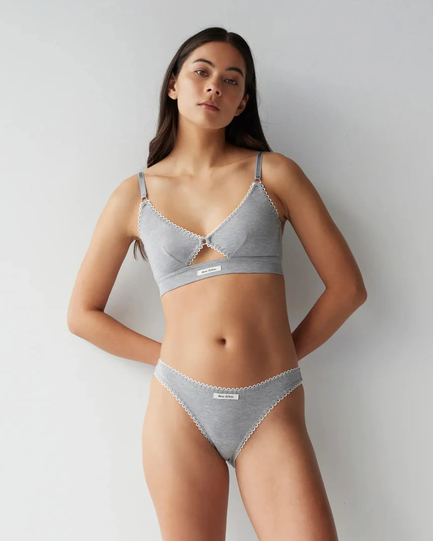 Dear Dylan Eyelet Trim Brief - Grey Marle