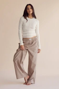 Dear Dylan Plaid Boxer Pant - Camel
