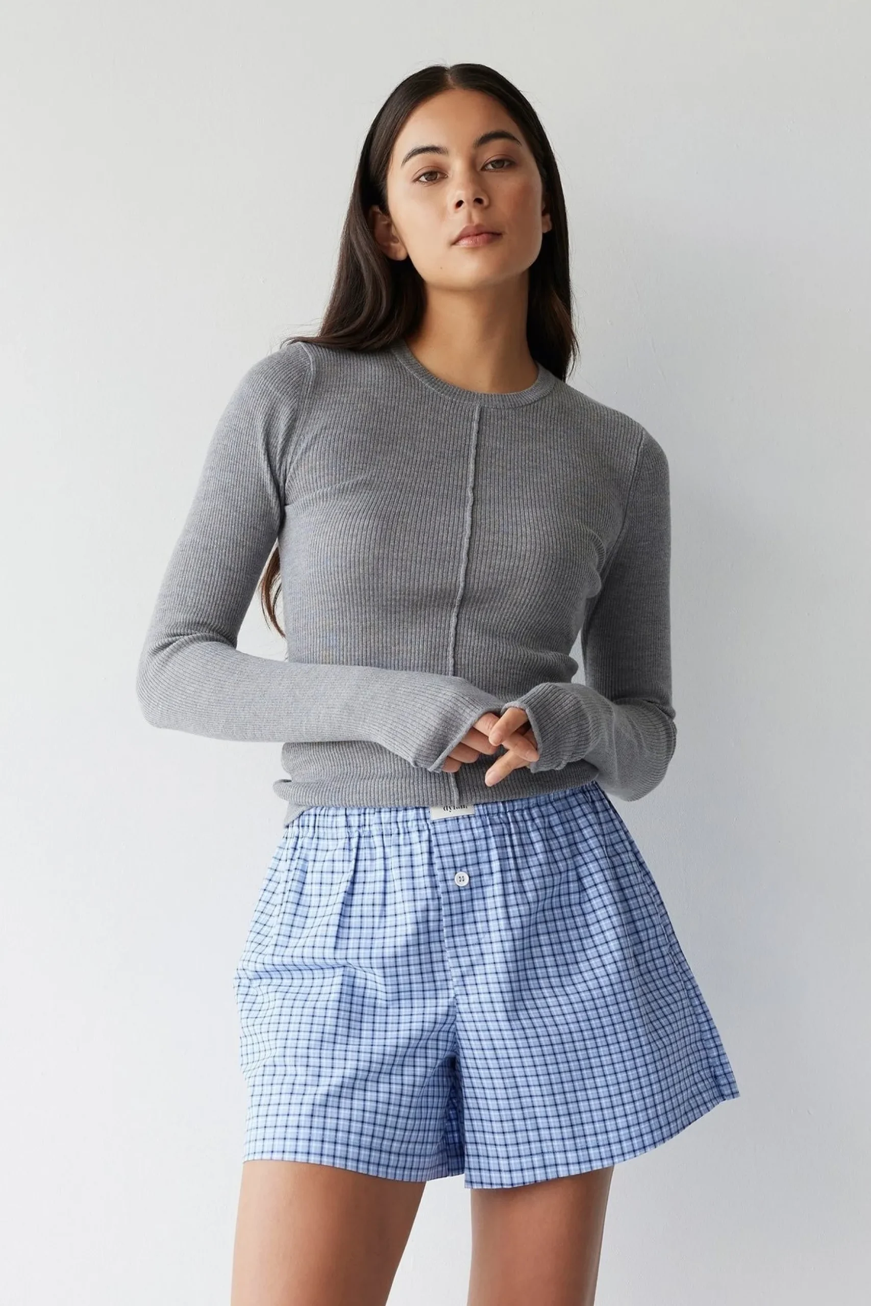 Dear Dylan Plaid Boxer Short - Denim Blue