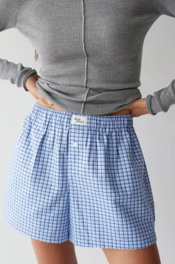 Dear Dylan Plaid Boxer Short - Denim Blue