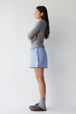 Dear Dylan Plaid Boxer Short - Denim Blue