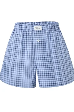Dear Dylan Plaid Boxer Short - Denim Blue