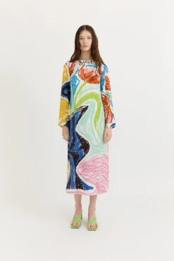 Gary Bigeni Felice Backless Loose Dress - Placement Print
