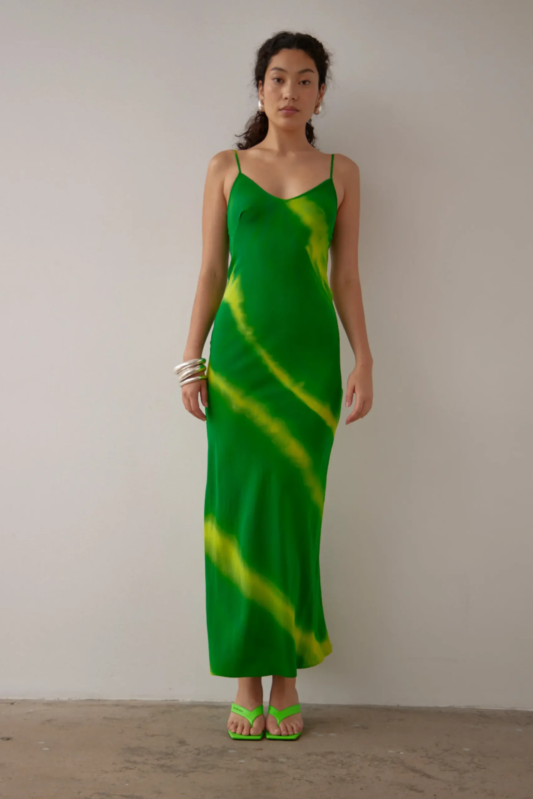 Gary Bigeni Milka Cami Dress Hand Painted - Green