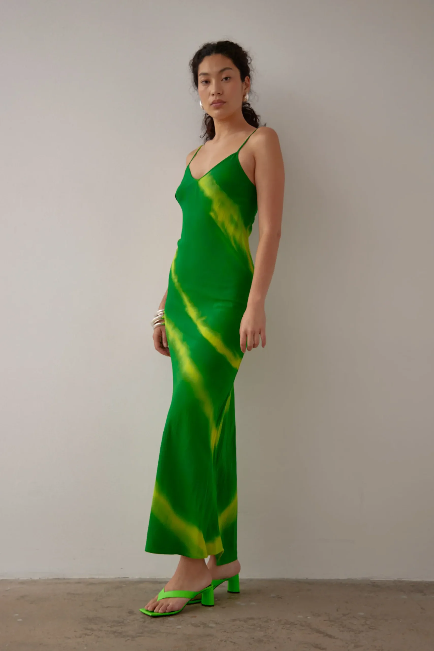 Gary Bigeni Milka Cami Dress Hand Painted - Green