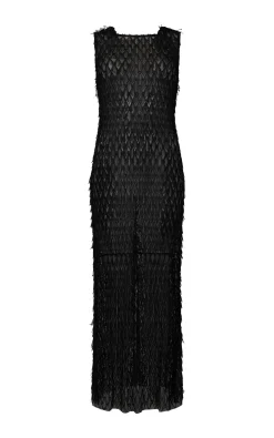 Harris Tapper Mira Lace Dress - Black Mesh Fringe