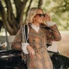 Jordan Elli Brentwood Trench Coat - Camel Check 100% Wool
