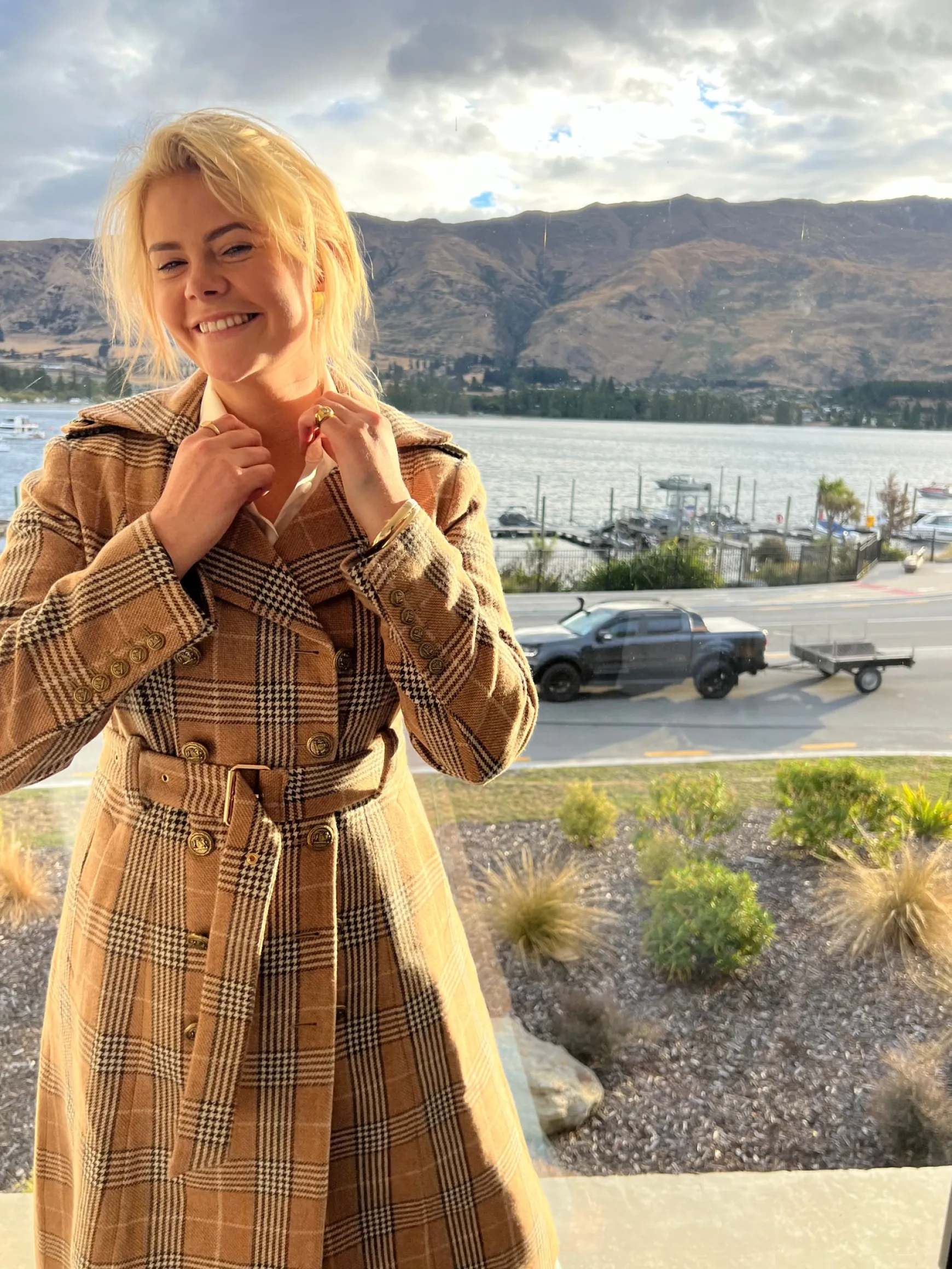 Jordan Elli Brentwood Trench Coat - Green Check