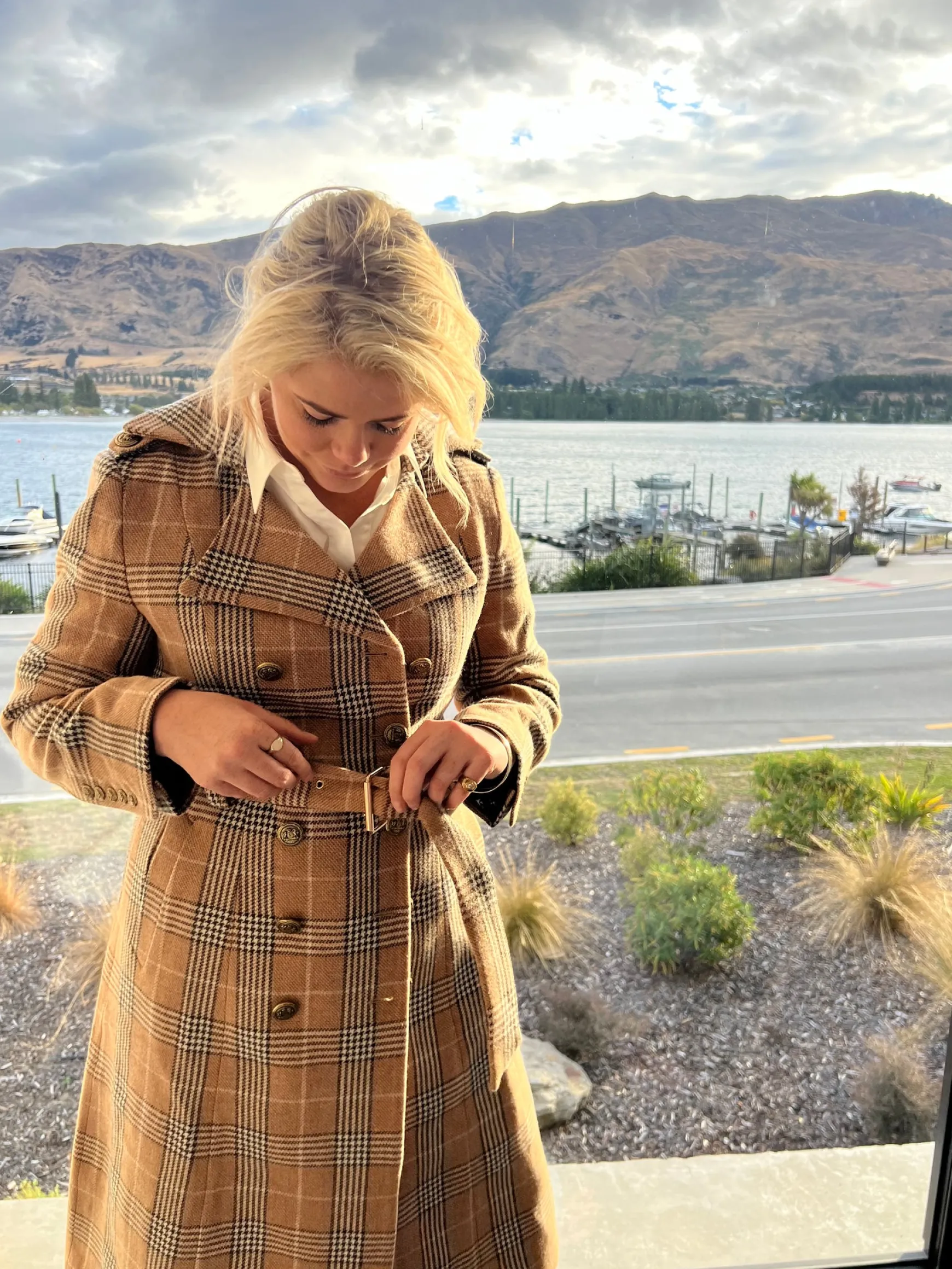 Jordan Elli Brentwood Trench Coat - Green Check