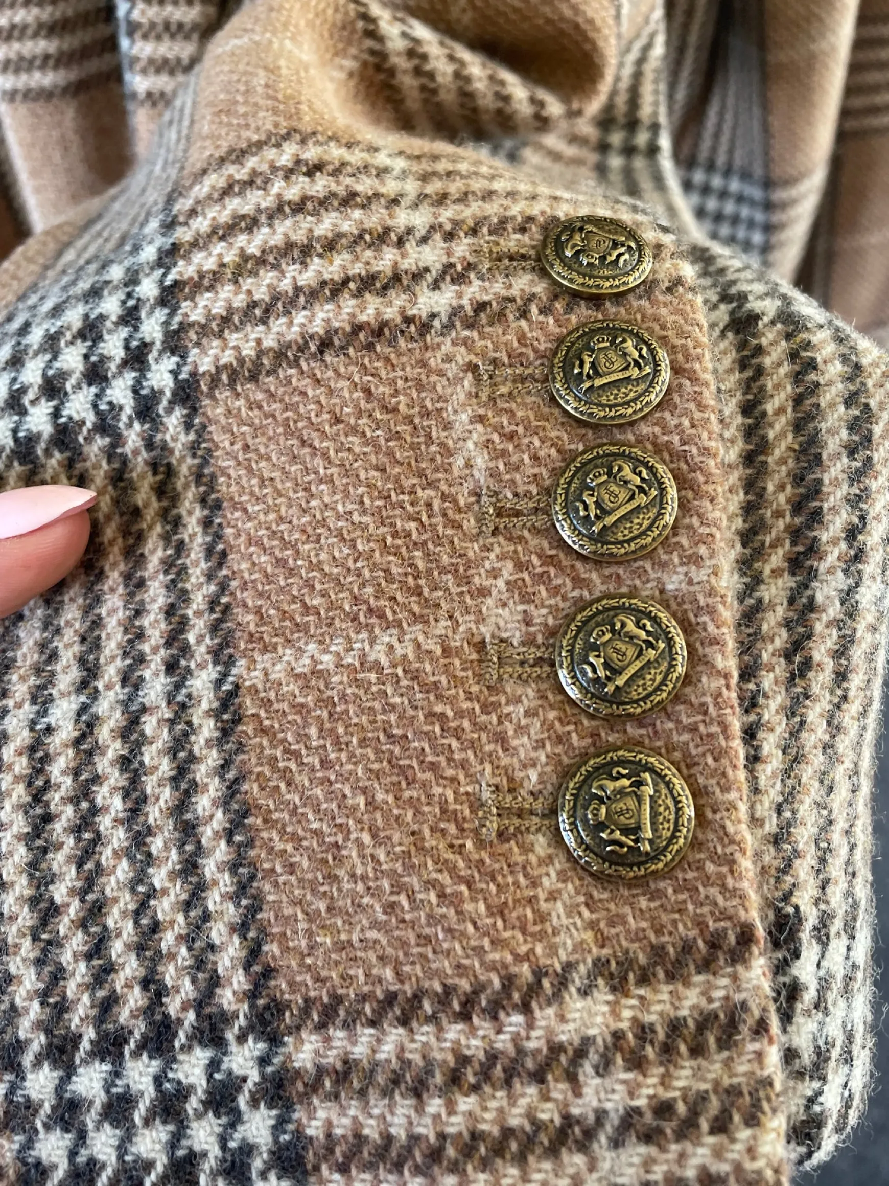 Jordan Elli Brentwood Trench Coat - Camel Check 100% Wool