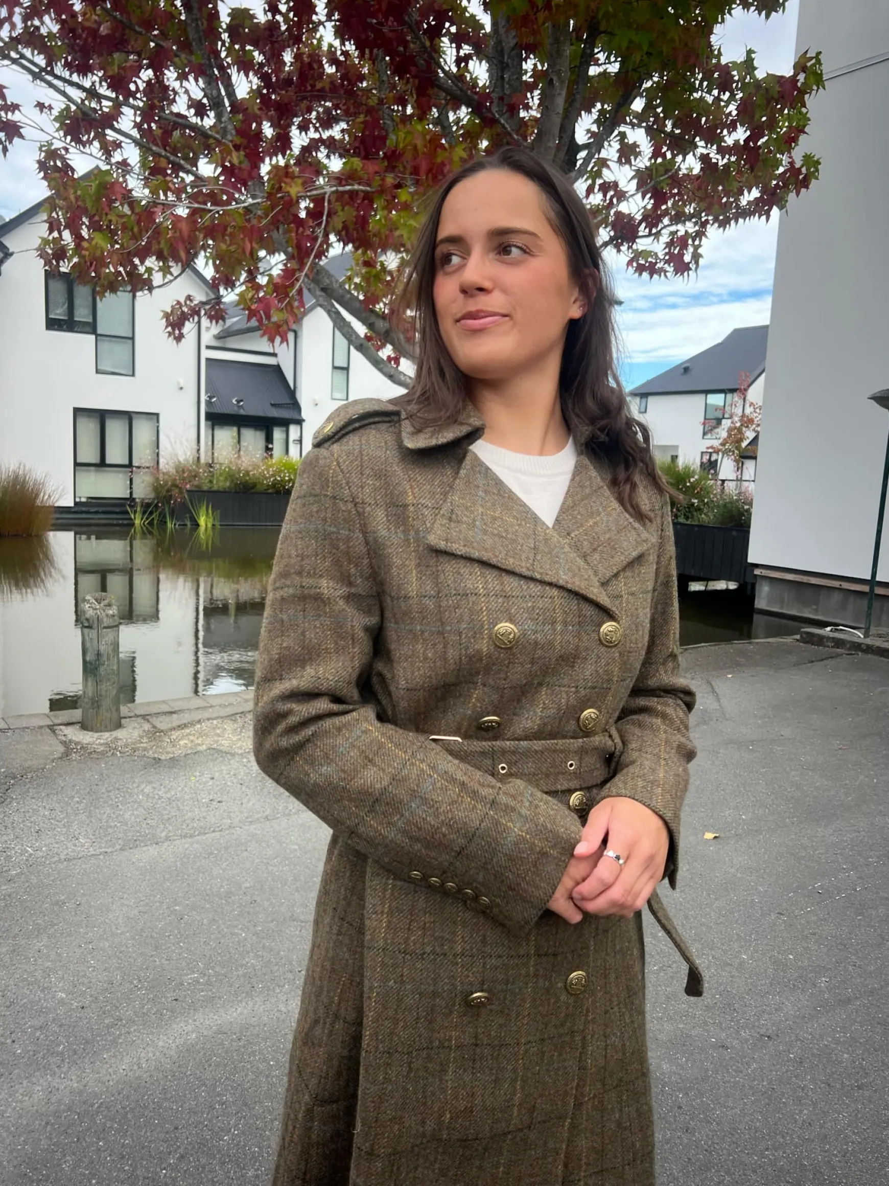 Jordan Elli Brentwood Trench Coat - Green Check