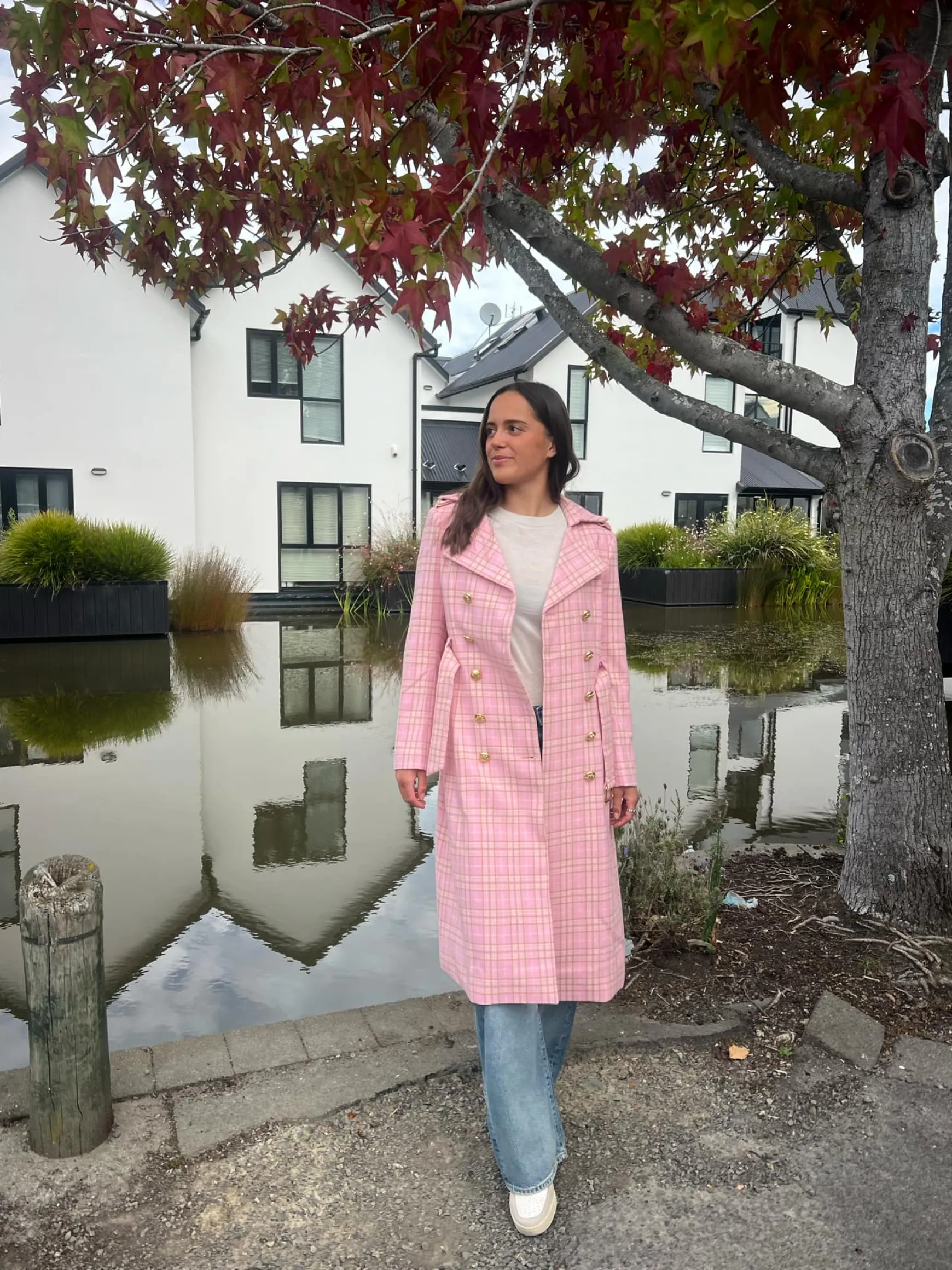 Jordan Elli Brentwood Trench Coat - Pink Check