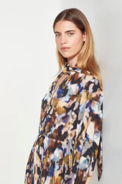 Juliette Hogan Coco Pleat Dress - Amber Dapple