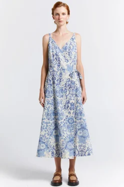 Karen Walker Cherished Wrap Dress - Natural/Blue
