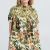 Karen Walker Gaia Smocked Mini Dress - Macadamia/Green