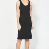 Ketz-ke Knee Length Core Slip Dress - Black