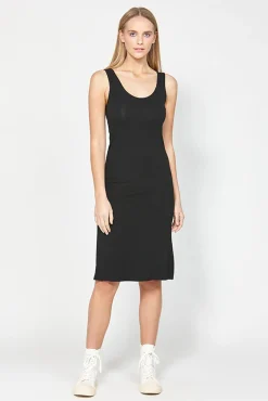Ketz-ke Knee Length Core Slip Dress - Black