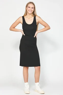 Ketz-ke Knee Length Core Slip Dress - Black