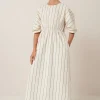 Kowtow Ellora Dress - Greige Pinstripe