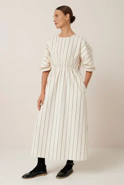 Kowtow Ellora Dress - Greige Pinstripe