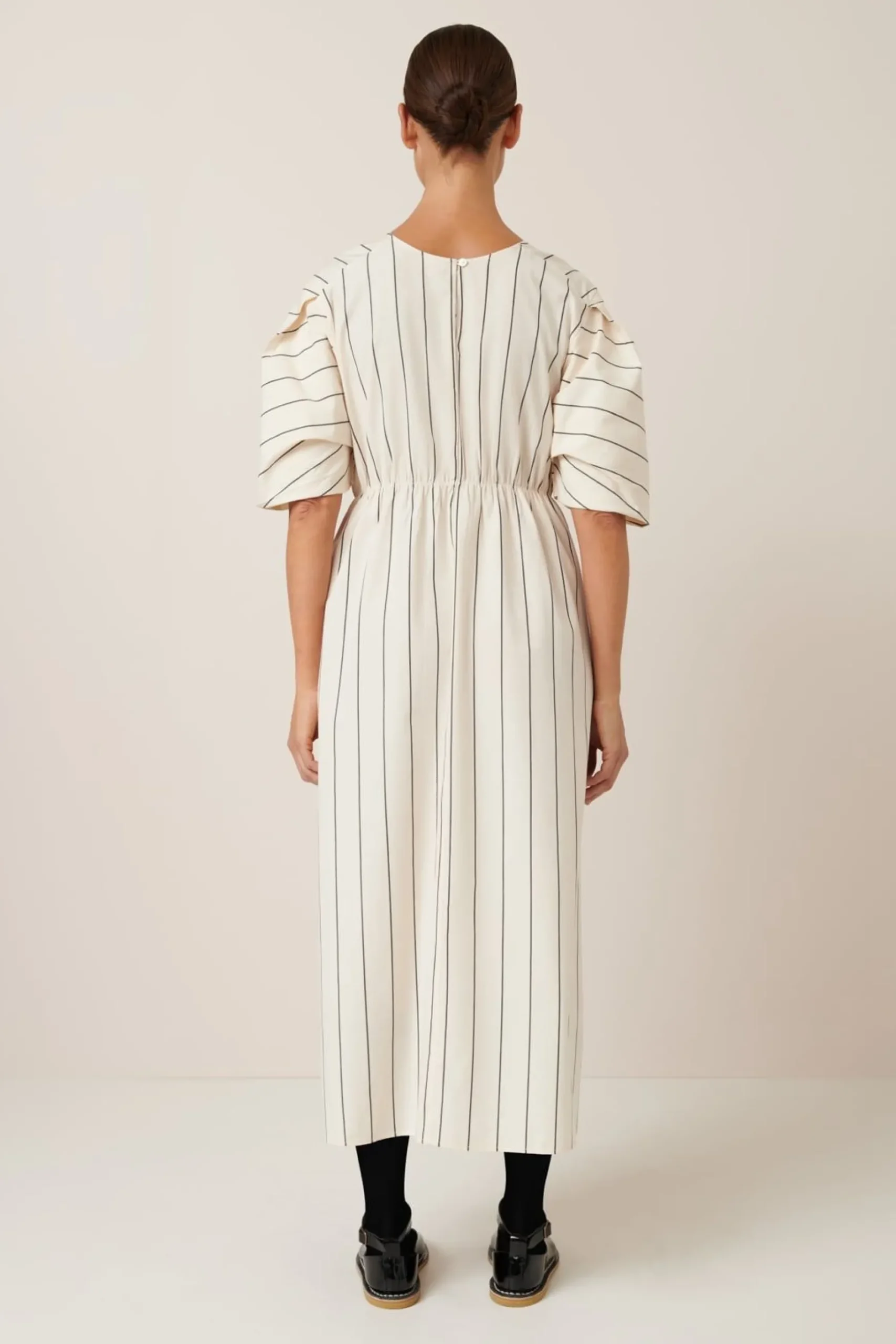 Kowtow Ellora Dress - Greige Pinstripe