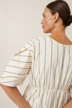 Kowtow Ellora Dress - Greige Pinstripe