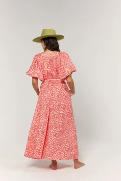 La Bohéme Girls Camila Maxi Dress - Coral Oat Leopard