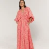 La Bohème Girls Essie V Neck Maxi Dress - Coral Oat Leopard