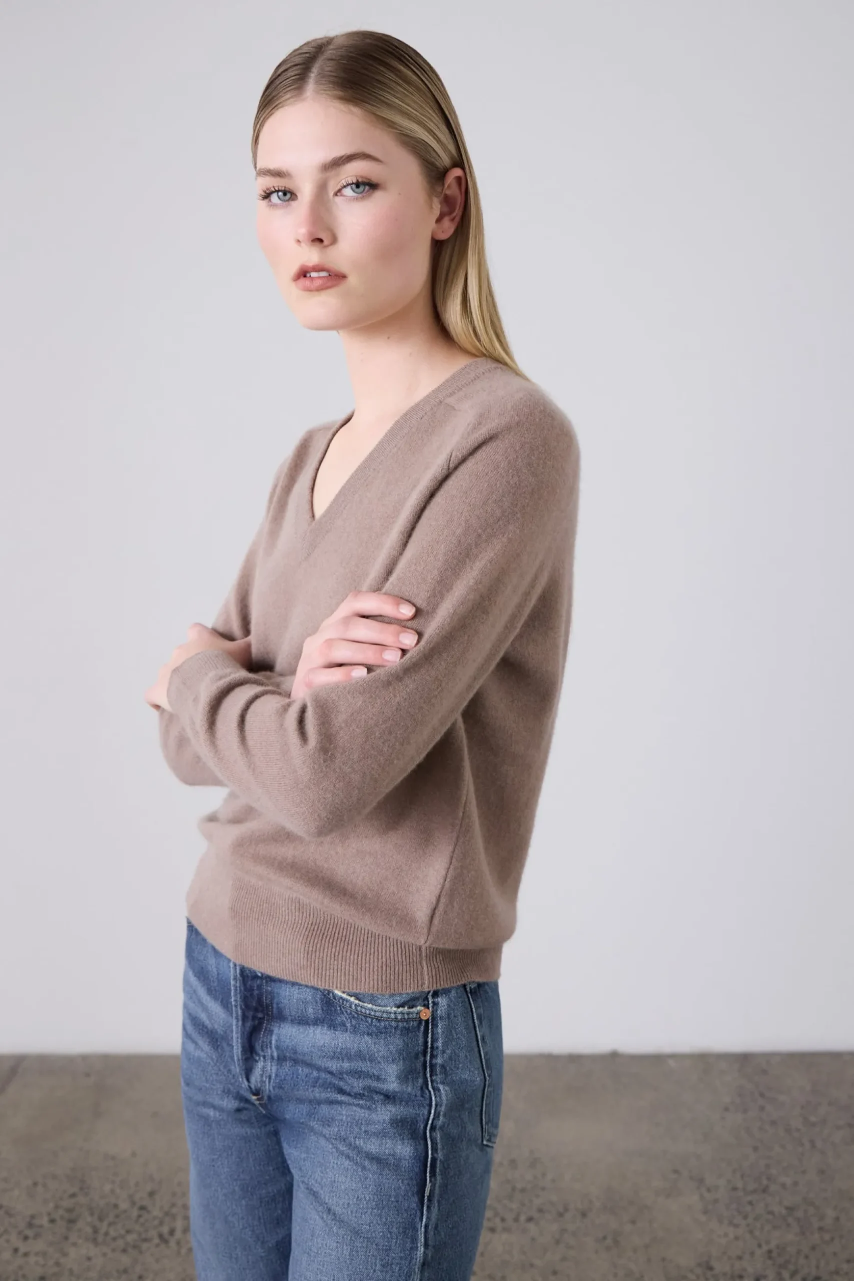 Laing Amy Cashmere V-Neck - Mink