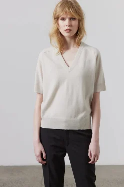 Laing Jasper Cashmere V Neck - Putty