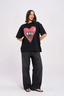 Maku The Label Burgundy Hearts Club Oversized Tee - Black Beauty | Arriving Mid-End April