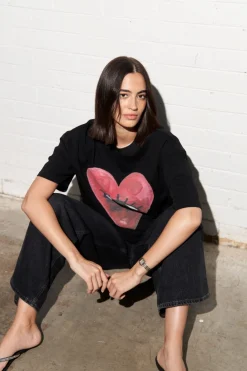 Maku The Label Burgundy Hearts Club Oversized Tee - Black Beauty | Arriving Mid-End April