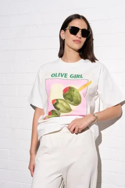 Maku The Label Olive Girl Oversized Tee - White | Arriving Mid-End April