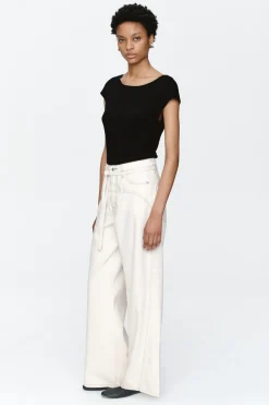Marle Tie Curve Seam Jean - Ecru