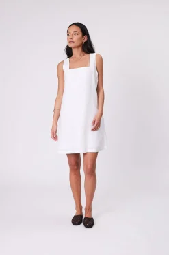 Marlow Iris Square Neck Dress - White