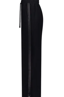 Moke Indiana Women's Wide Leg Pant - Black With Satin