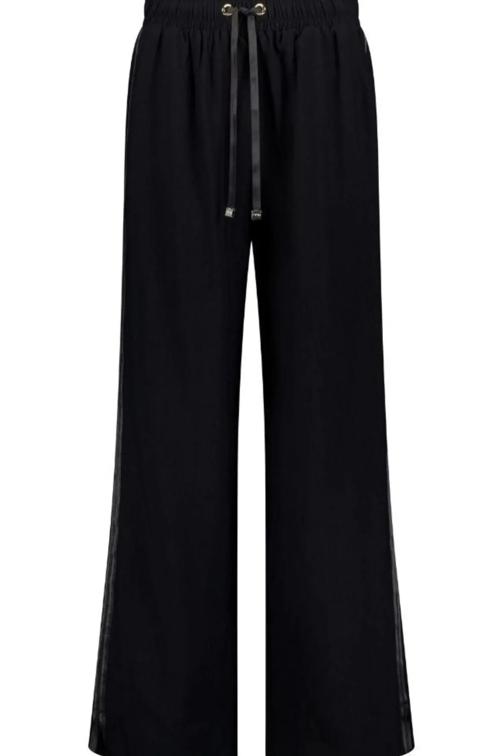 Moke Indiana Women's Wide Leg Pant - Black With Satin