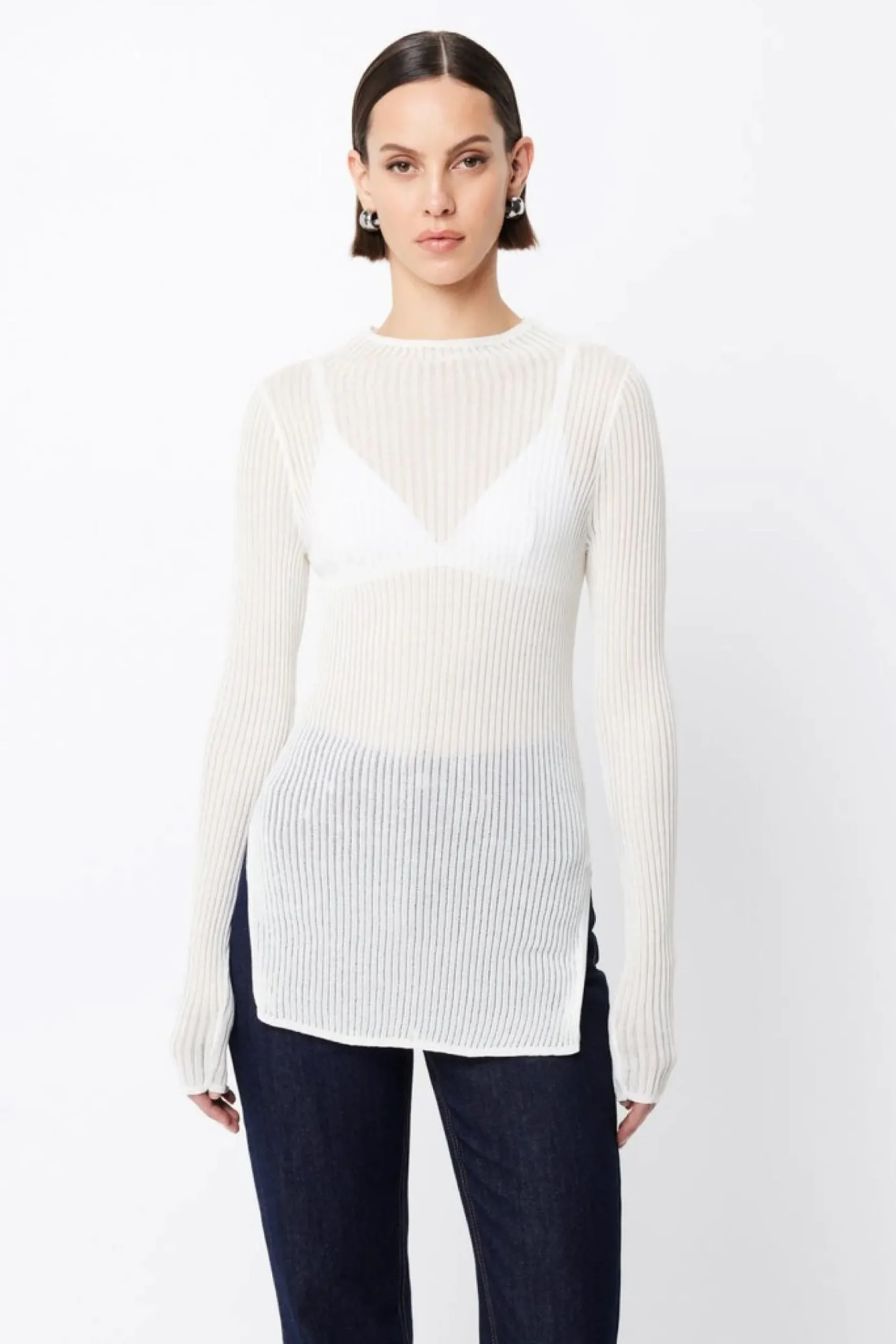 Mossman Bristol High Neck Top - White