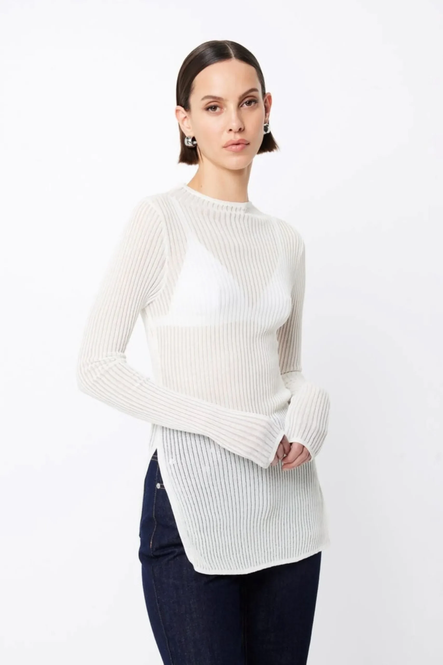 Mossman Bristol High Neck Top - White