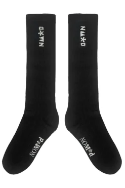 NOM D Nu Logo Knee High Socks - Black/Grey